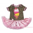 Leopard Baby Bodysuit Light Pink Satin Pettiskirt & Cherry Ice Cream Print JS4859